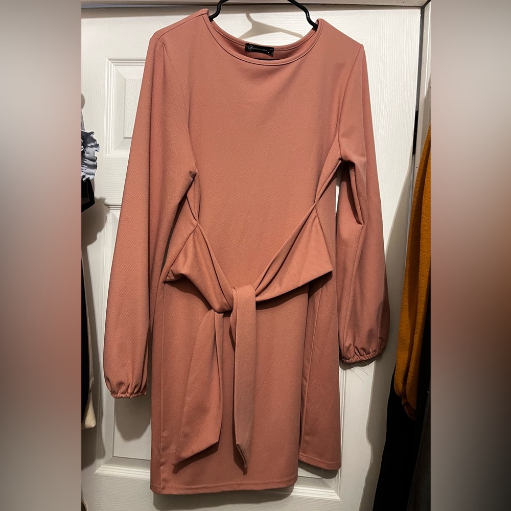 Chic Long Sleeve Dress in Warm Terracotta